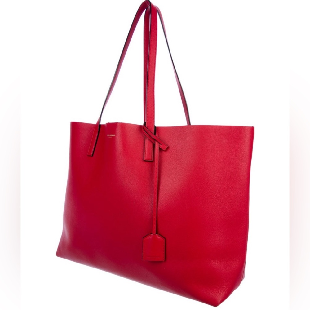 SAINT LAURENT LEATHER SHOPPER TOTE